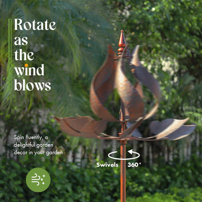 Wind Spinners Outdoor - Large Tulip Metal Bronze Color Wind Sculptures & Spinner, Kinetic Gift