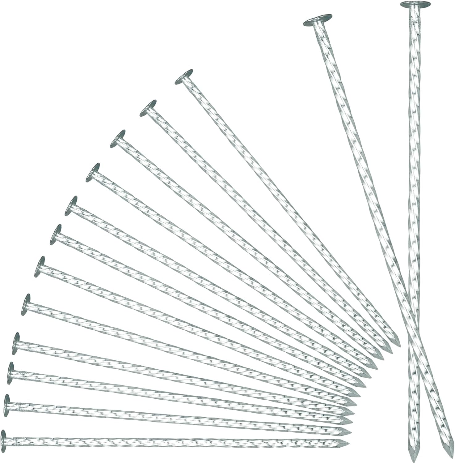 8" Heavy Duty Spiral Landscape Spikes - Solid Galvanized Metal Garden Stakes for Fixing Paver