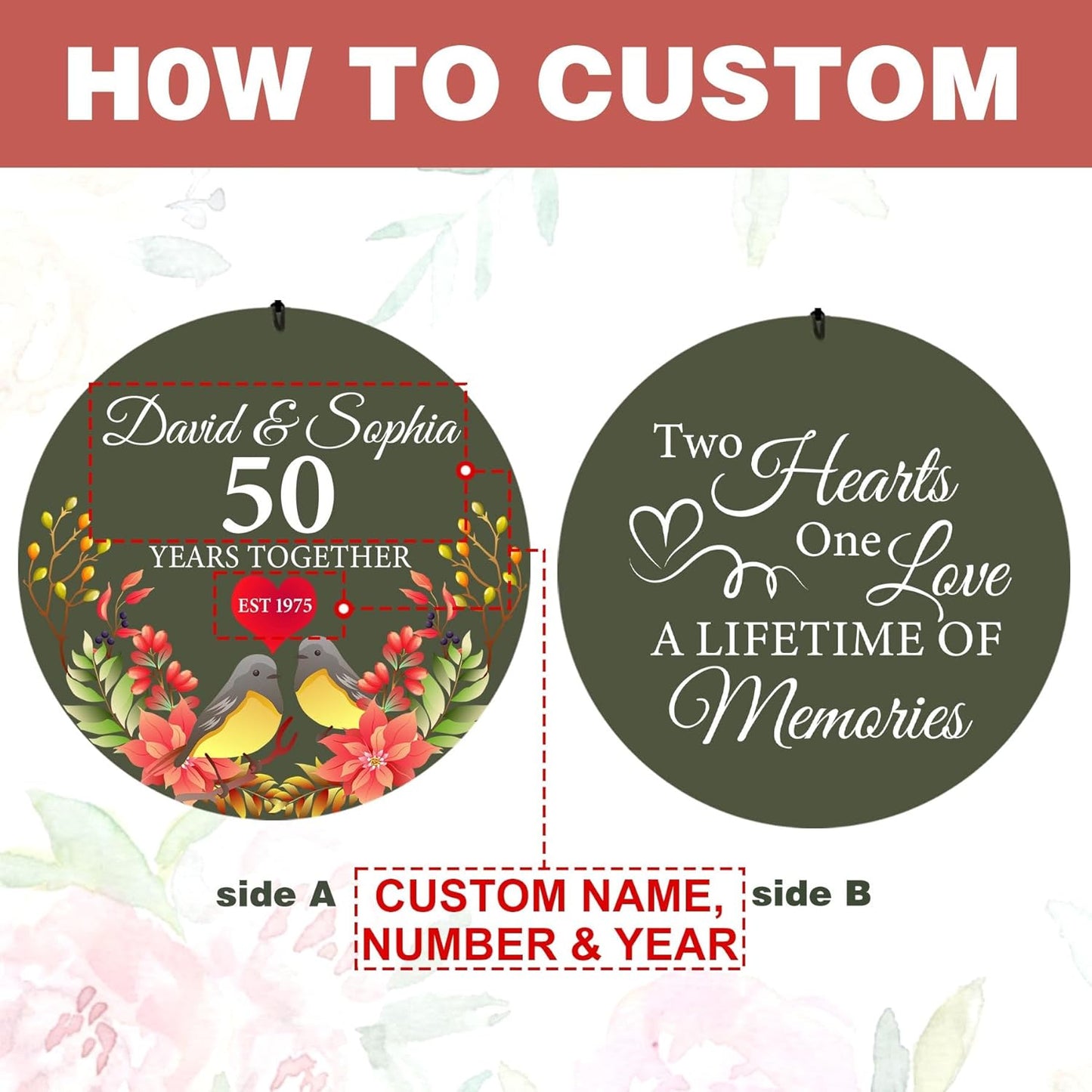 ASTARIN 50th Anniversary Wind Chimes Personalized, 30"/36" Deep Tone Wind Chimes for Wife Husband