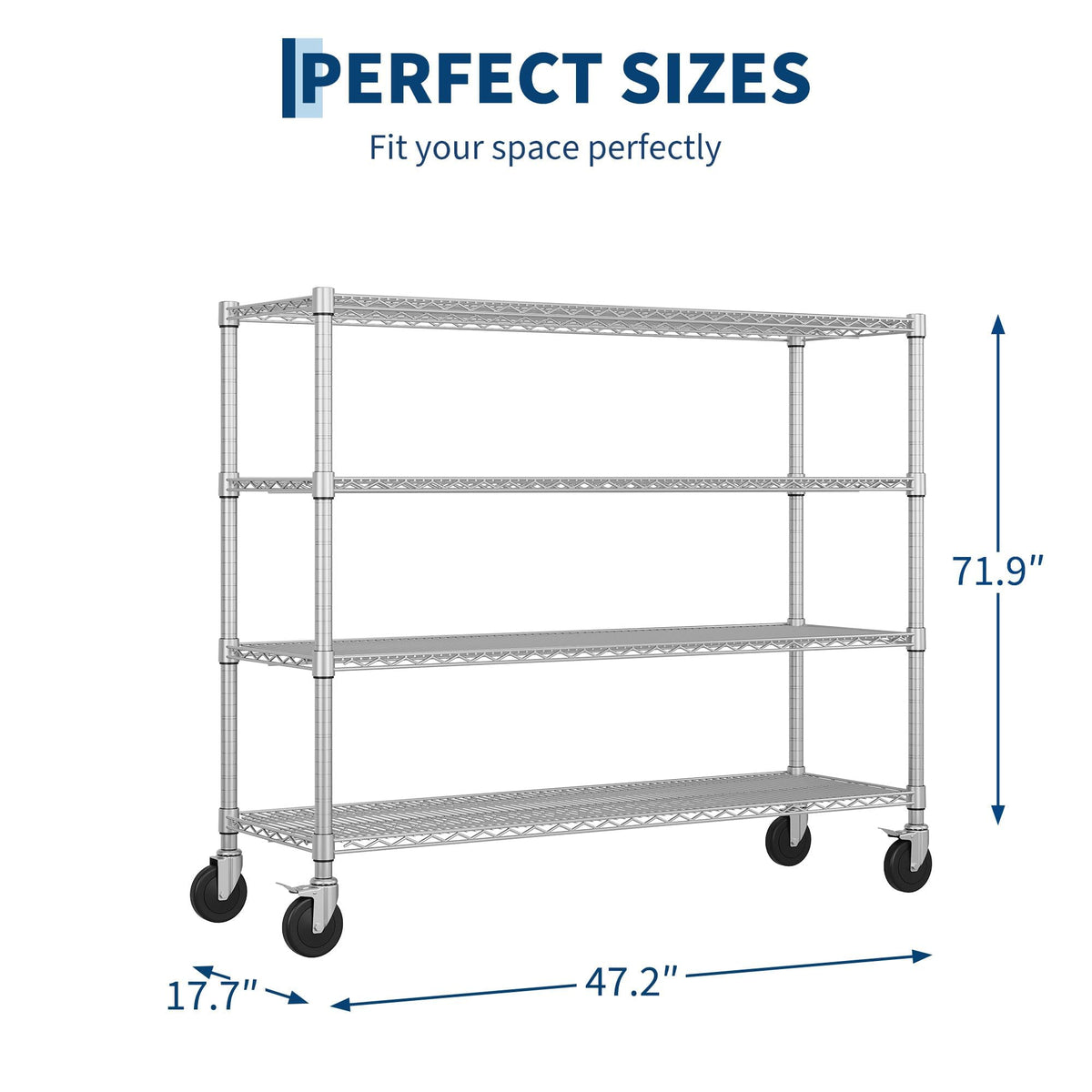 Garvee 70"H Storage Shelves with Wheels, NSF Wire Shelving Rack for Kitchen