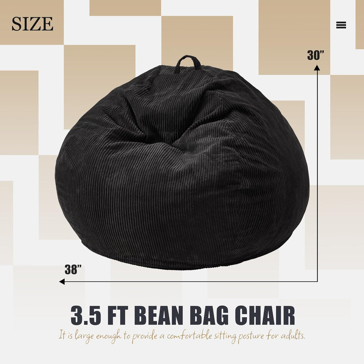 Hobestluk 3.5FT Bean Bag Chair Adult Bean Bag Chair Large Bean Bag Chair with Filler Included