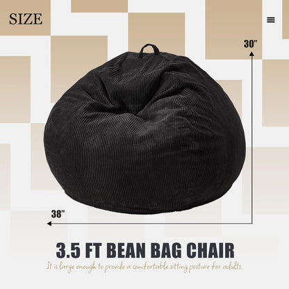 Hobestluk 3.5FT Bean Bag Chair Adult Bean Bag Chair Large Bean Bag Chair with Filler Included