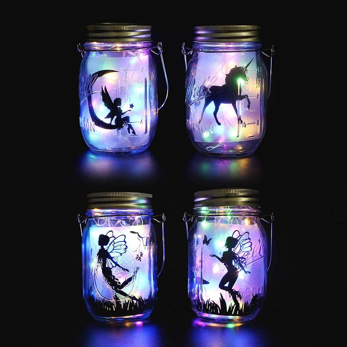 8 Pack Solar Outdoor Fairy Star Firefly Jar Lids Lights,Solar Fairy String Lids Lights（No