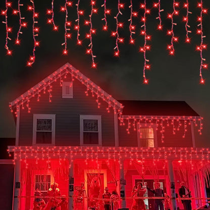 YEGUO 33ft 400 LED Red Icicle Lights for Outside, 80 Drops Icicle Christmas Lights with 8 Modes