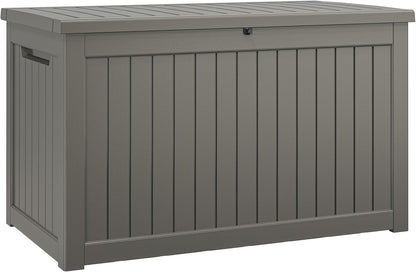 NUNU LAB 230 Gallon Large Resin Deck Box, Waterproof Outdoor Storage Box, Lockable Storage Bin for