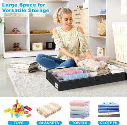 Under Bed Storage Container Bins 2 Pack, 4.5 Inch Slim Low Profile Underbed Clothes Storage