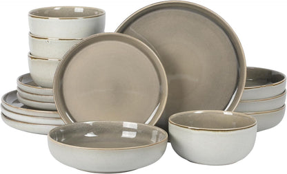 Gibson Elite Sunveil 16 Piece (Service for 4) Plates and Bowls Reactive Glaze Round Dishes