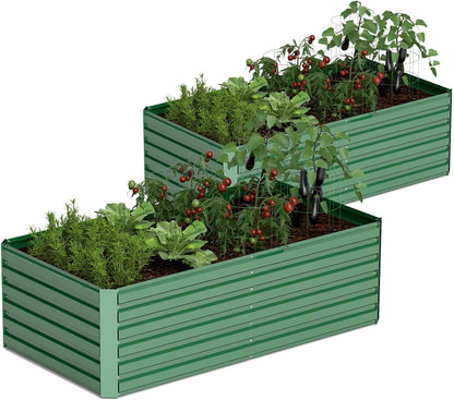 8x4x2 ft Outdoor Raised Garden Bed, Large Metal Planter Raised Beds, Planters for Outdoor Plants