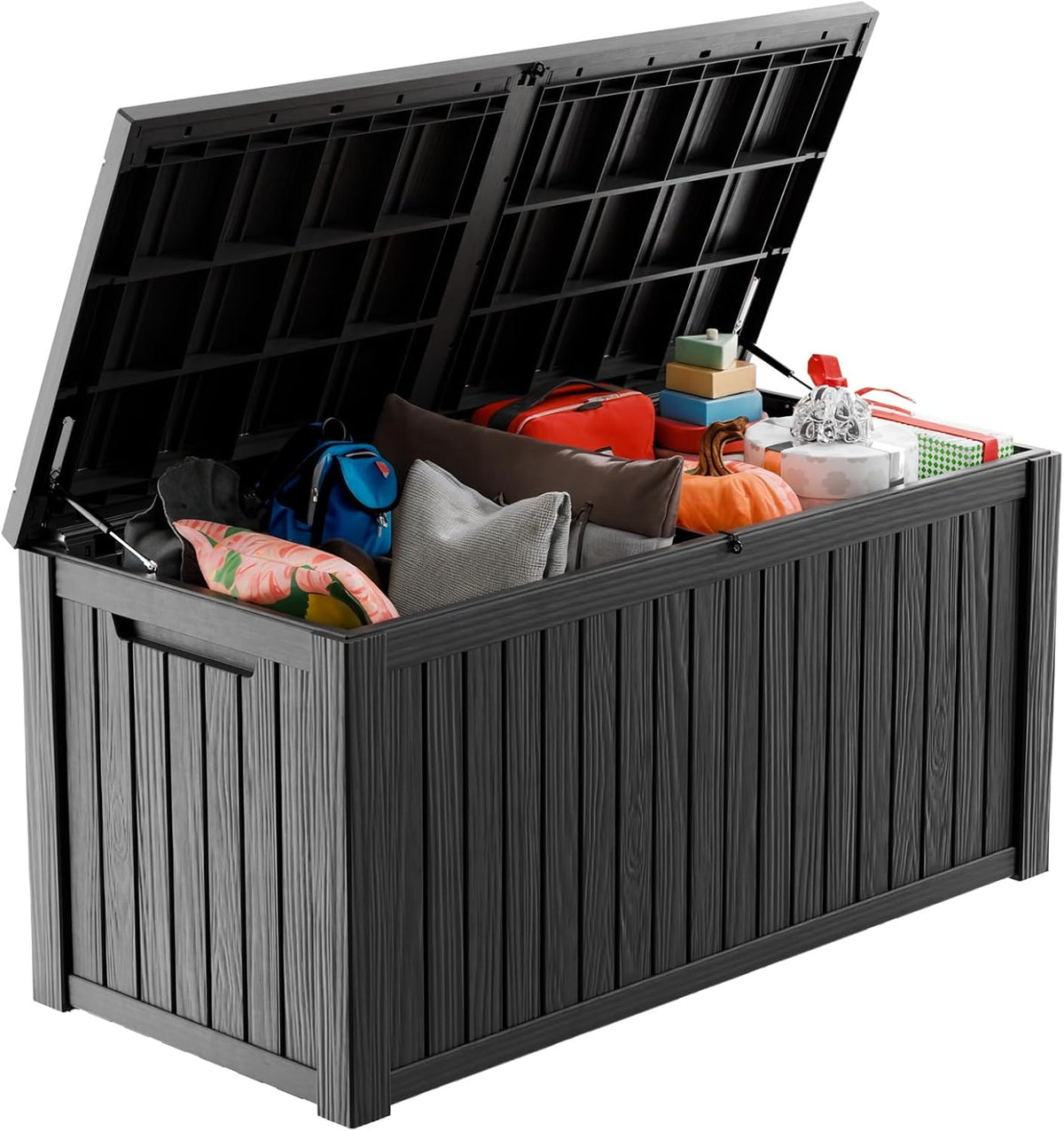 Vixzen 180 Gallon Resin Deck Box, Lockable Outdoor Storage Box for Patio Cushions Storage