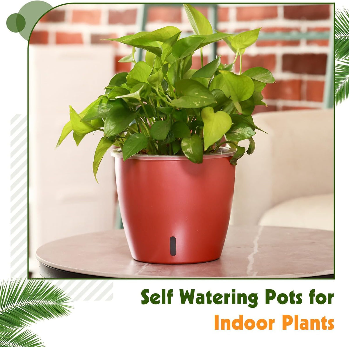 Self Watering Pots for Indoor Plants, 4-Pack 6.7'' Self Watering Planter with Drainage Holes, Small