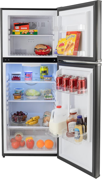 RecPro 10 Cu Ft 12V RV Refrigerator | Black Frost-Free Fridge with Freezer | Double Door