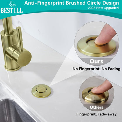 BESTILL Garbage Disposal Air Switch Kit - Brushed Gold Garbage Disposals Button, 3.6” Long Sink Top