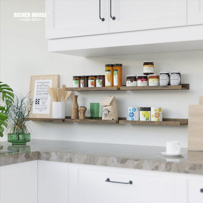 RICHER HOUSE 5 Set Floating Shelves for Wall Decor, Wall Mounted Book Shelf, Nursery Shelves