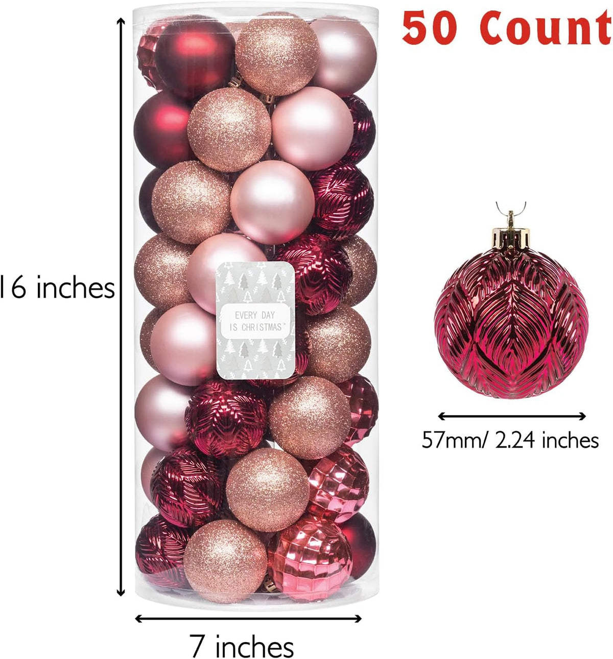 Every Day is Christmas Ornaments, Shatterproof Christmas Tree Ornament Set, Christmas Balls