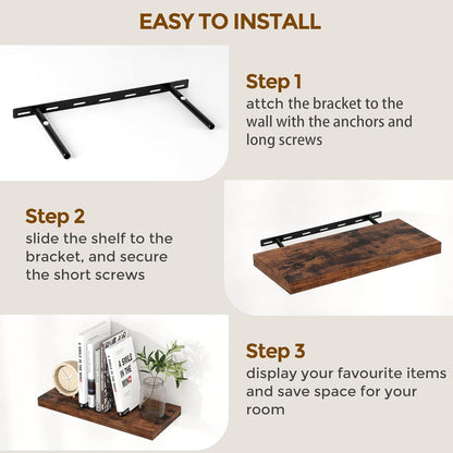 24 x 9 Floating Shelves, 9 Inch Deep Floating Shelf Wall Mounted, 24 Inch Bathroom Shelves Set of