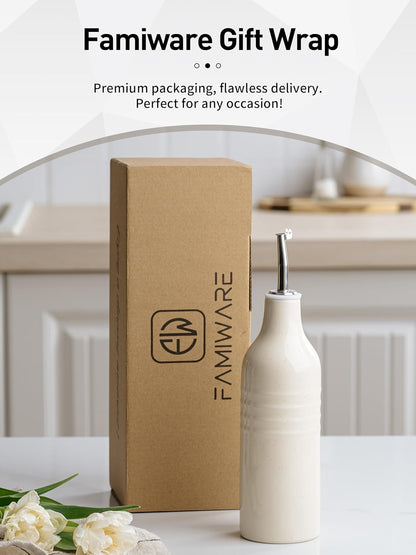 famiware Jupiter 16oz Ceramic Olive Oil Dispenser Bottle, Olive Oil and Vinegar Dispenser Bottle