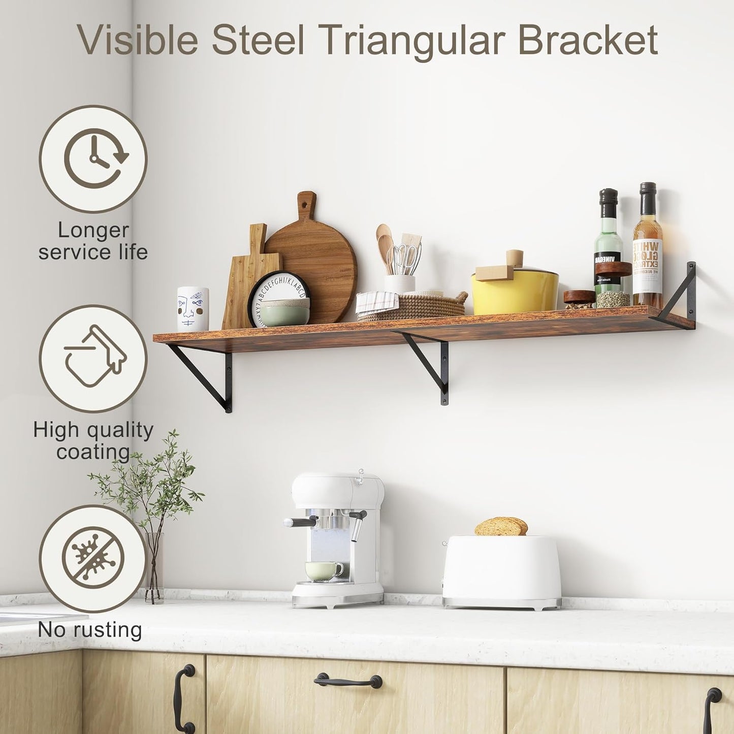 12 Inch Deep Floating Shelves,48W x 12D Floating Shelves, Deep Wall Shelves Bracket Set of 2, Large