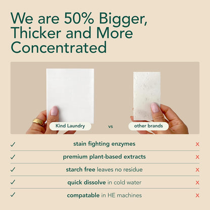 Kind Laundry Detergent Sheets with Stain-Fighting Enzymes - Plant Powered Eco-Friendly Laundry Soap