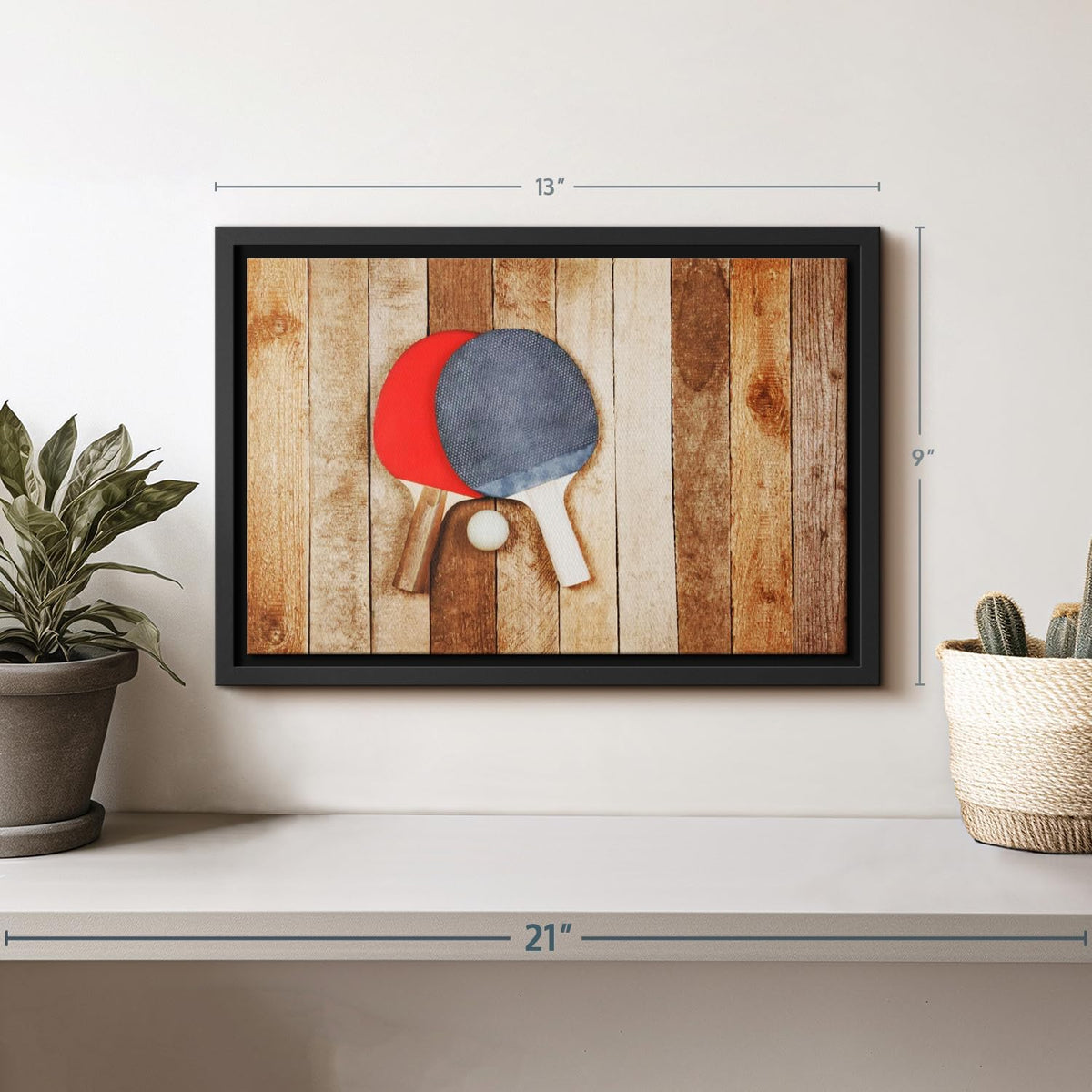 ElephantStock Ping Pong Wall Art - Horizontal Framed Canvas - 1-Piece Living Room Wall Decor