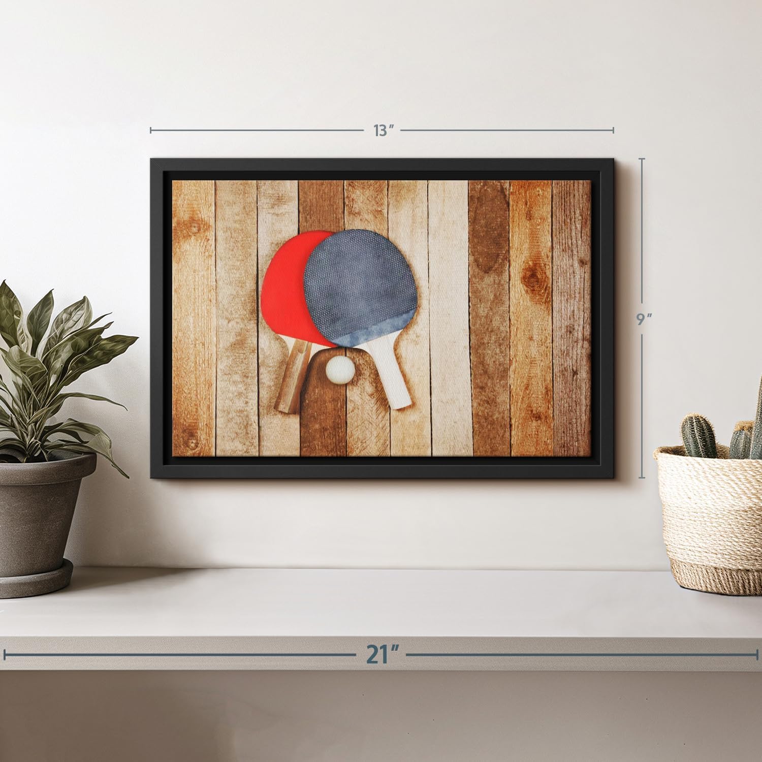 ElephantStock Ping Pong Wall Art - Horizontal Framed Canvas - 1-Piece Living Room Wall Decor