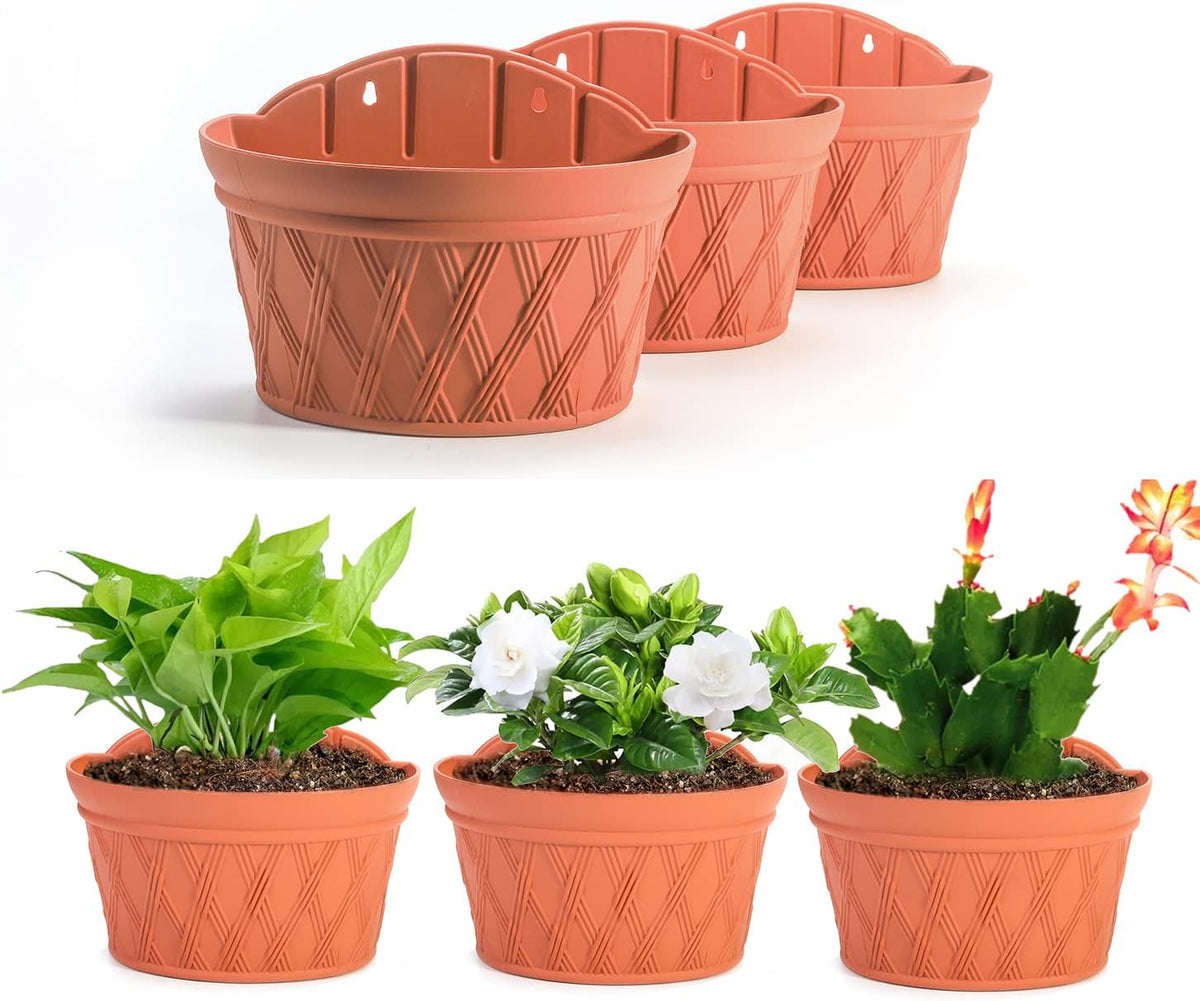 Sungmor Wall Hanging Planters,11.5 Inch Hanging Flower Pots for Railing Fence - Indoor Outdoor