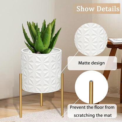ARNIS Modern Planter Pots, Set of 2 Large Planters with Stand, Decorative Planters, Metal Pots with
