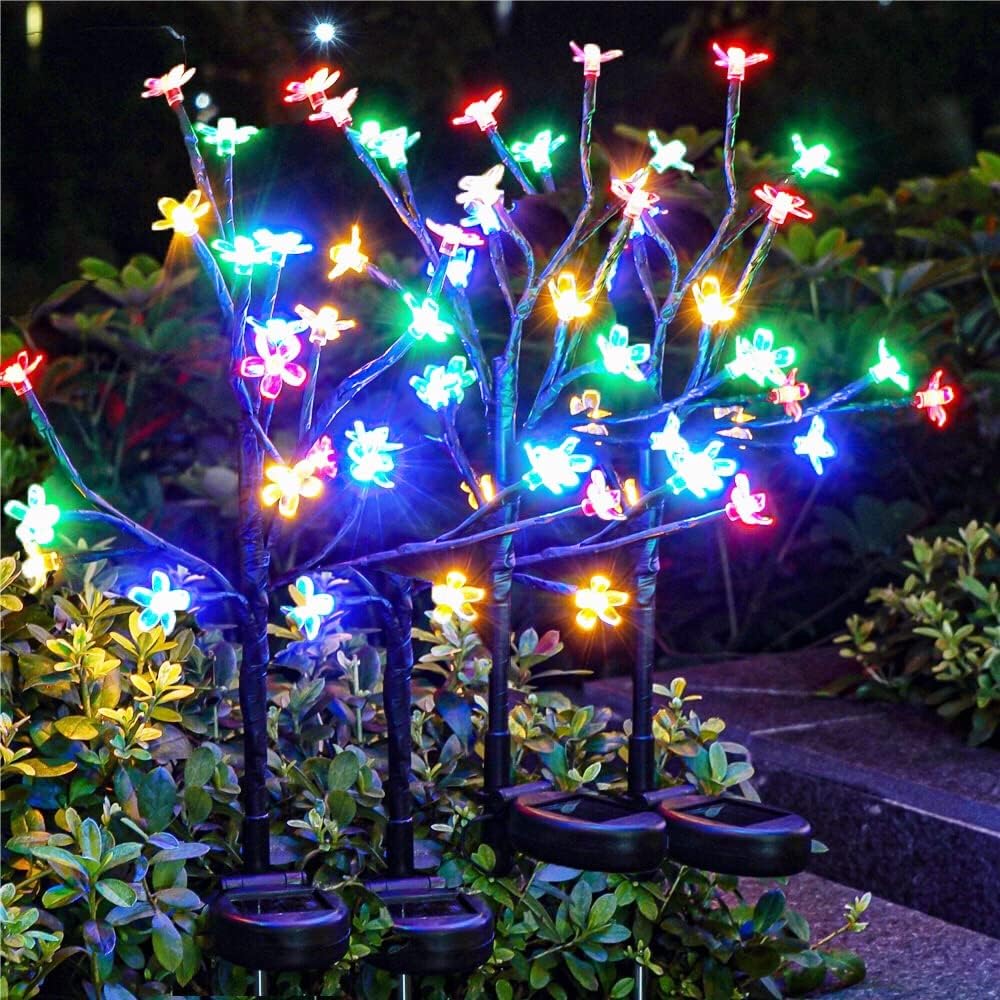 Solar Garden Lights Outdoor,Waterproof Solar Lights for Outside Decorative 4Pack, 80Led Flowers
