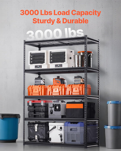 VEVOR Storage Shelves, 3000 lbs, 5 Tier Heavy Duty Garage Shelving, 20" D x 48" W x 72" H