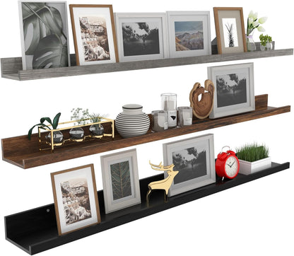 Giftgarden 47 Inch Multi Colors Floating Shelves for Wall Mount, Assorted Colors Wood Wall Shelf