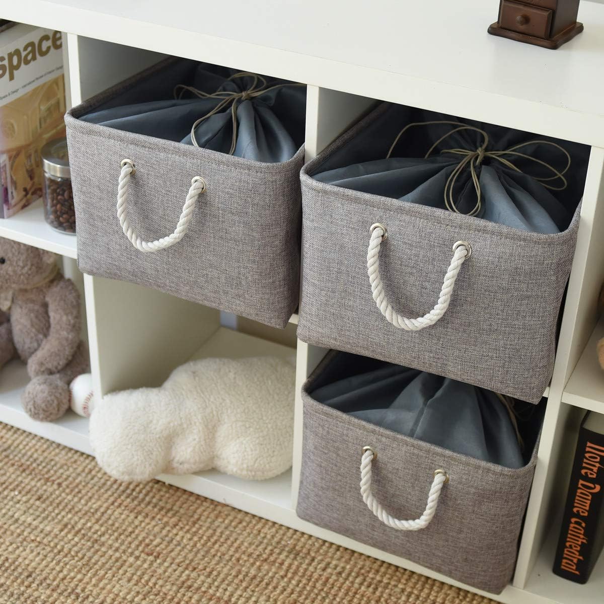 TheWarmHome Fabric Storage Bins Baskets for Organizing, Large Sturdy Storage Basket W/Handles