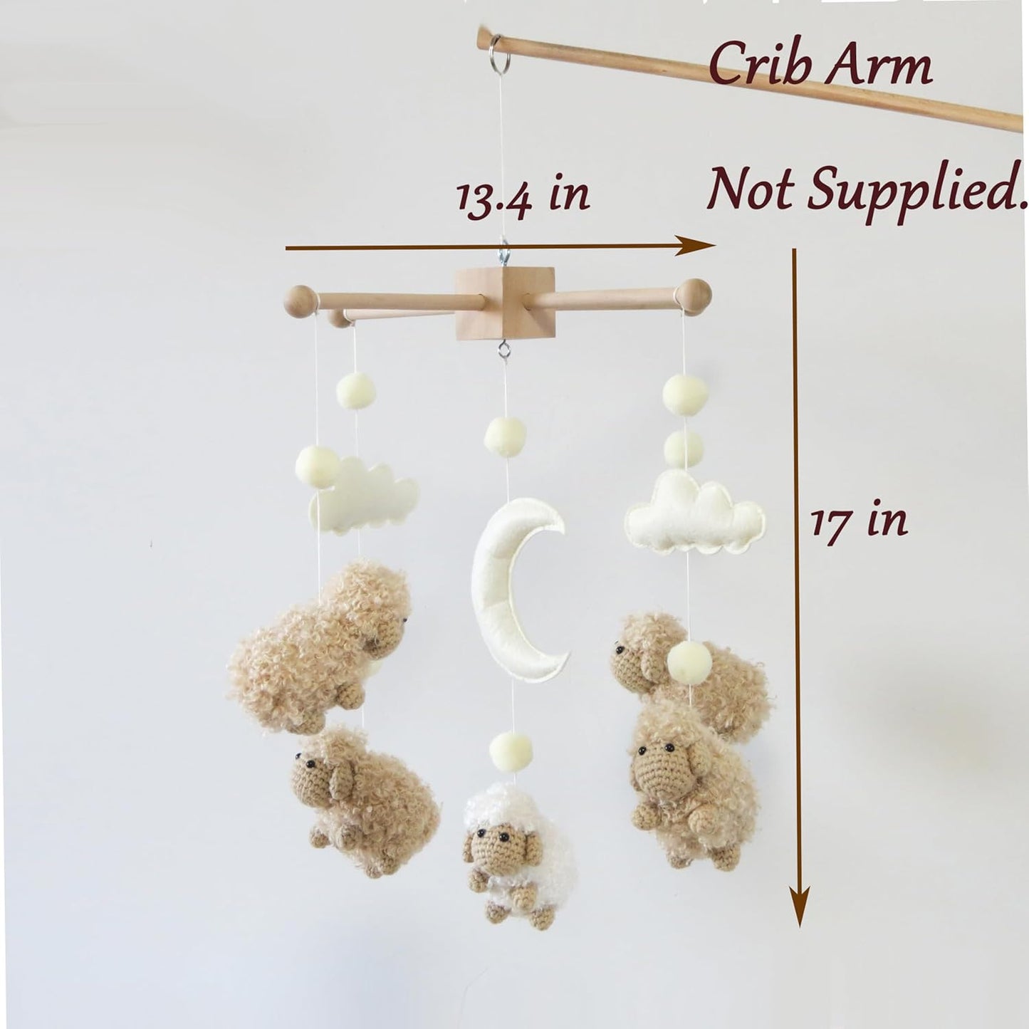 Sheep Crib Mobile Neutral Baby Mobile for Crib Sheep Baby Crib Mobile for Girls Boys Boho Nursery