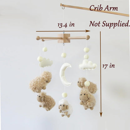 Sheep Crib Mobile Neutral Baby Mobile for Crib Sheep Baby Crib Mobile for Girls Boys Boho Nursery