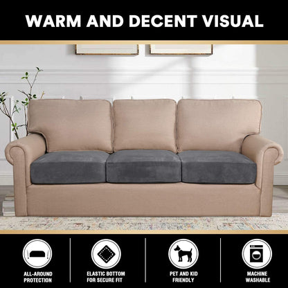 PrinceDeco Velvet Stretch Couch Cushion Cover Extra Large Cushion Slipcover for Chair Loveseat Sofa