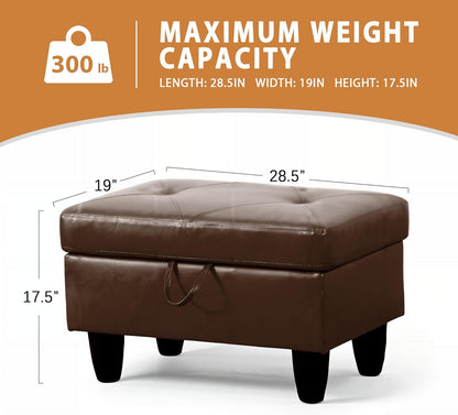 Ottoman Rectangular Storage Ottoman Bench, Faux Leather Footrest, Coffee Table, Stool Footstool