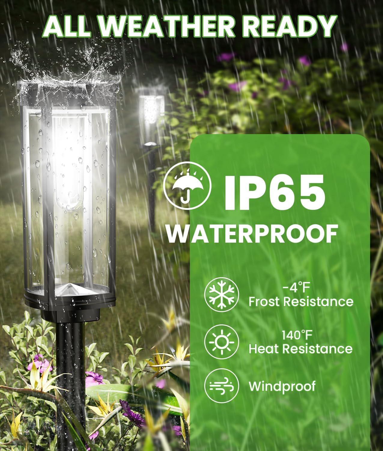Bright Solar Pathway Lights, 2 Pack Solar Lights Outdoor Waterproof IP65, Auto On/Off Pathway