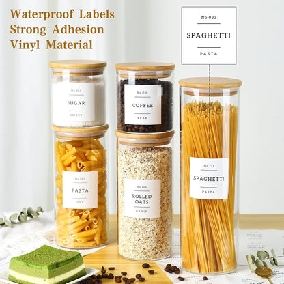 5 Pack Glass Jars with Bamboo Airtight Lids - Stackable Food Storage Containers with 132 Pantry