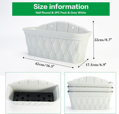 Sungmor 3 Pack Wall Hanging Planters, 16.5 Inch Railing Fence Hanging Flower Pots, Thickened