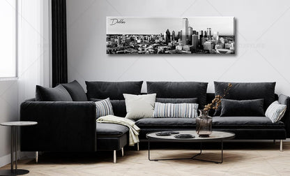 Black and White Wall Art Dallas Skyline Cityscape Skyscrapers Canvas Print Painting Landscape Texas