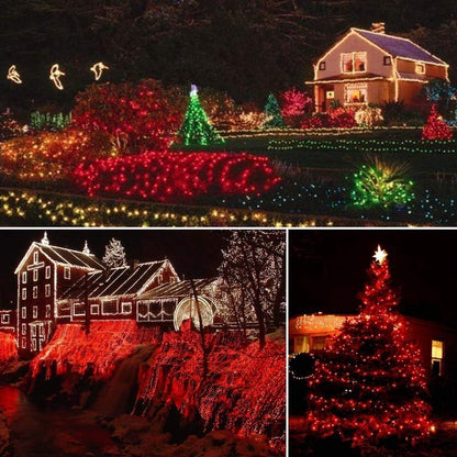 Joomer Red Solar Christmas Lights, 2 Pack Total 144FT 400 LED 8 Modes Waterproof Solar Christmas
