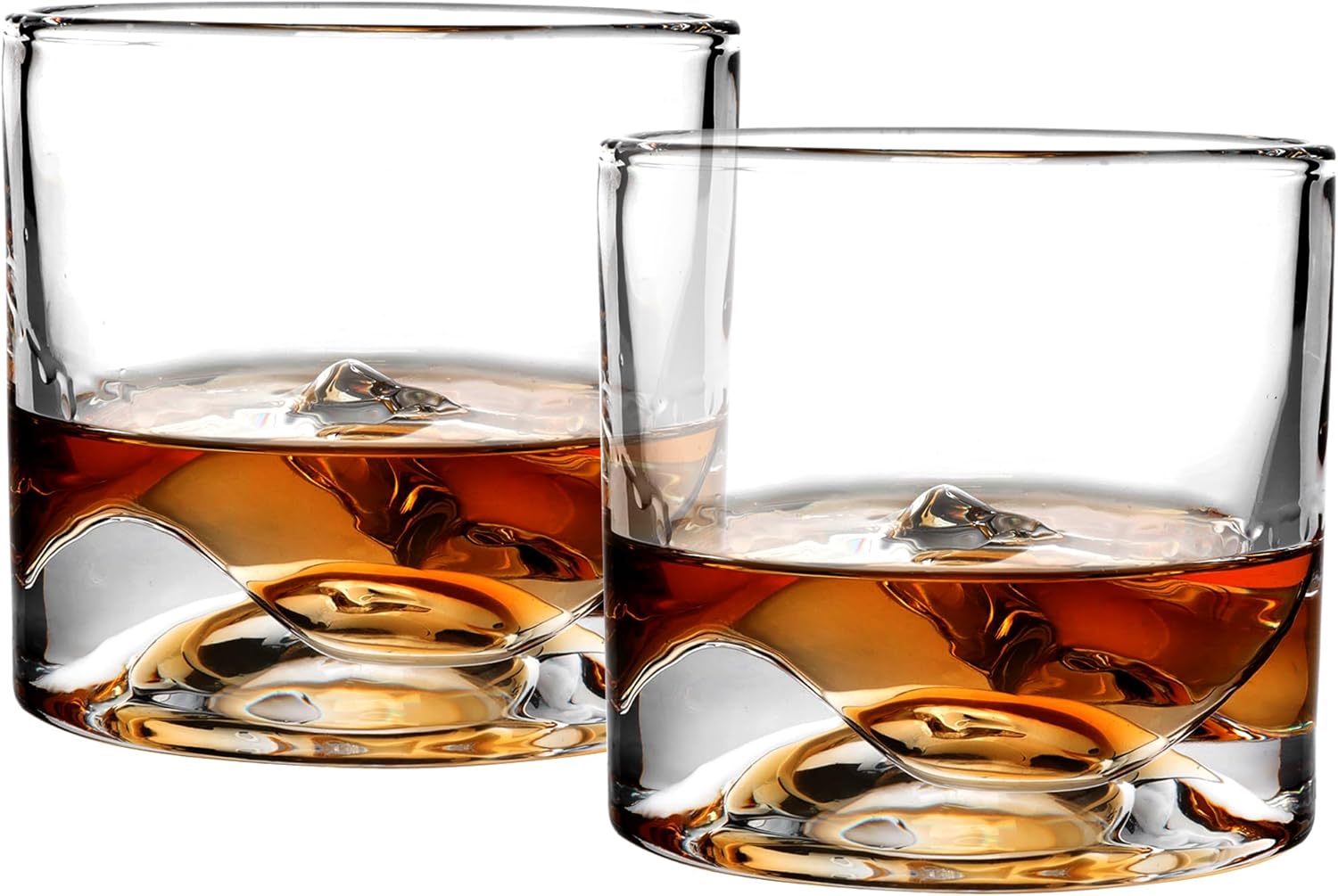 Denali Mountain Heavy Crystal Whiskey Glasses Gift Set of 2, Thick Freezable Bourbon Glass 1lb