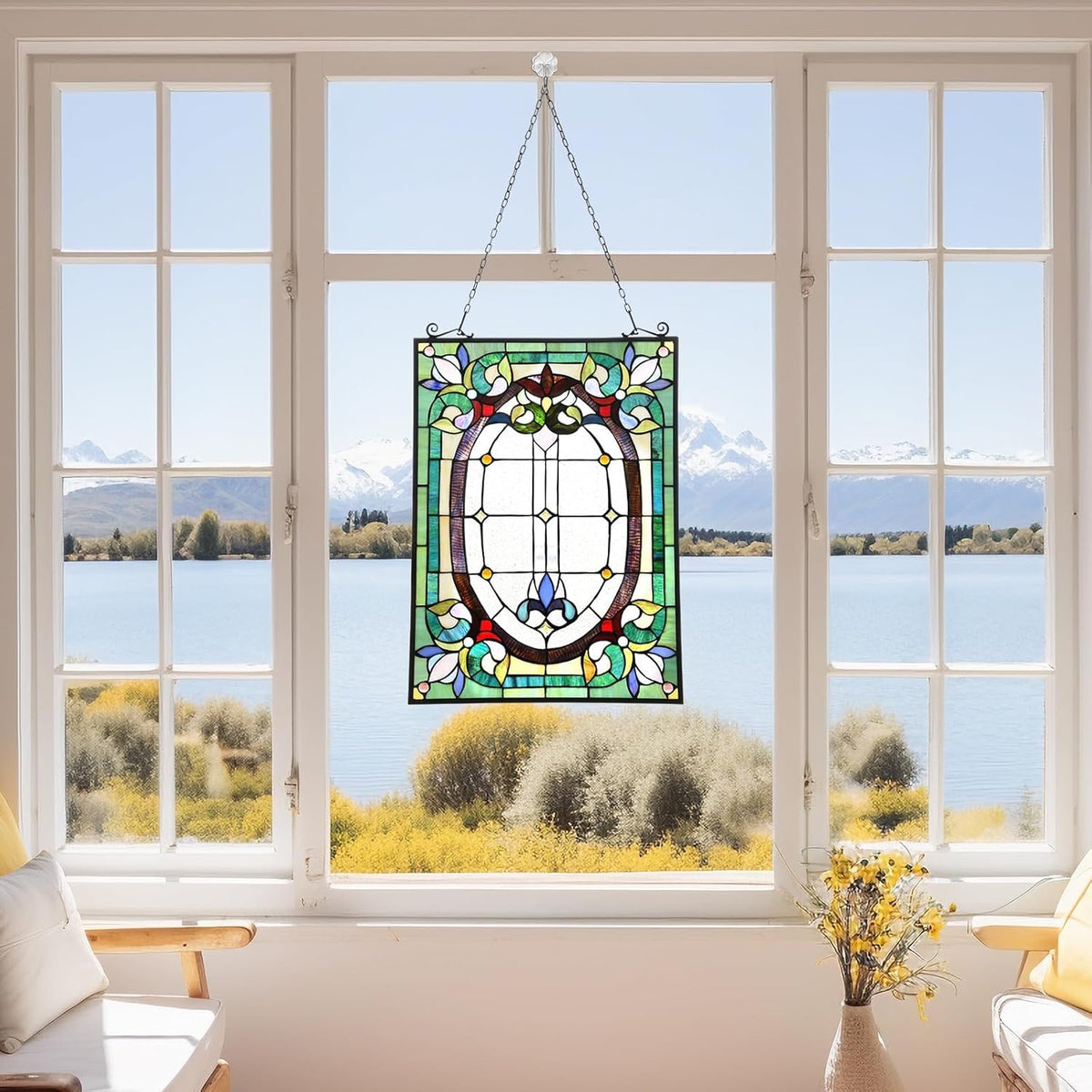 Capulina Dancing Style Stained Glass Window Hangings Panels 17" W x 22" H Fine Handicrafts