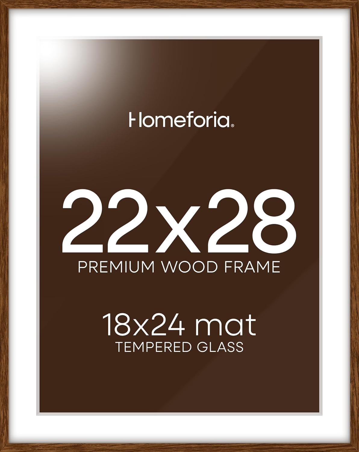 Homeforia 22x28 Poster Frame Walnut, High End Dark Oak 22x28 Large Wooden Picture Frame with Mat