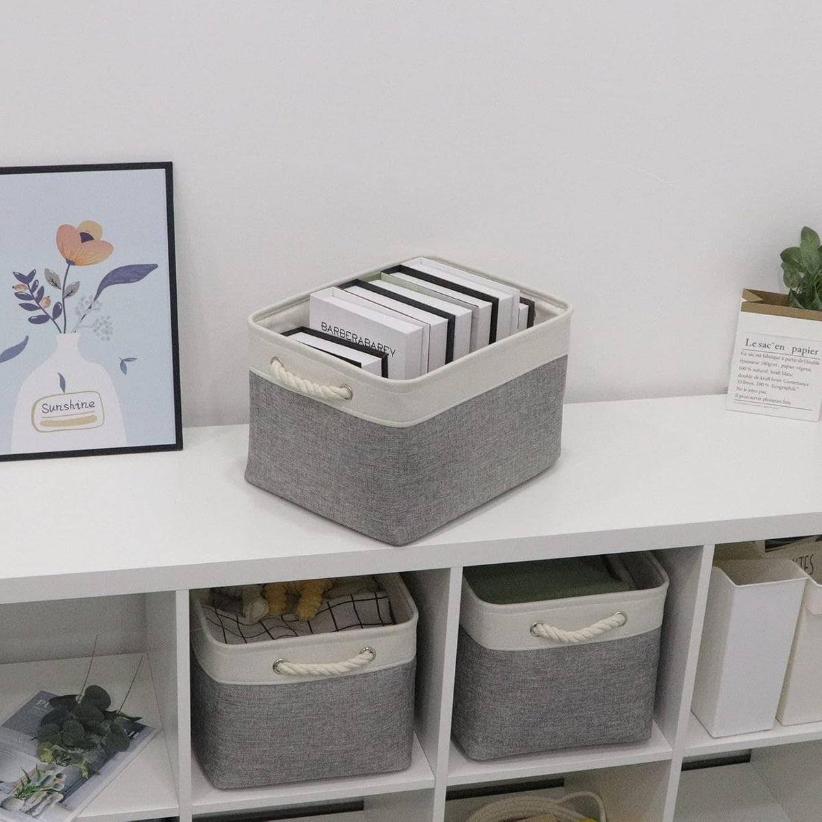 Bidtakay Baskets Set of 3 Storage Baskets for Organizing Large Fabric Storage Bins for Shelves