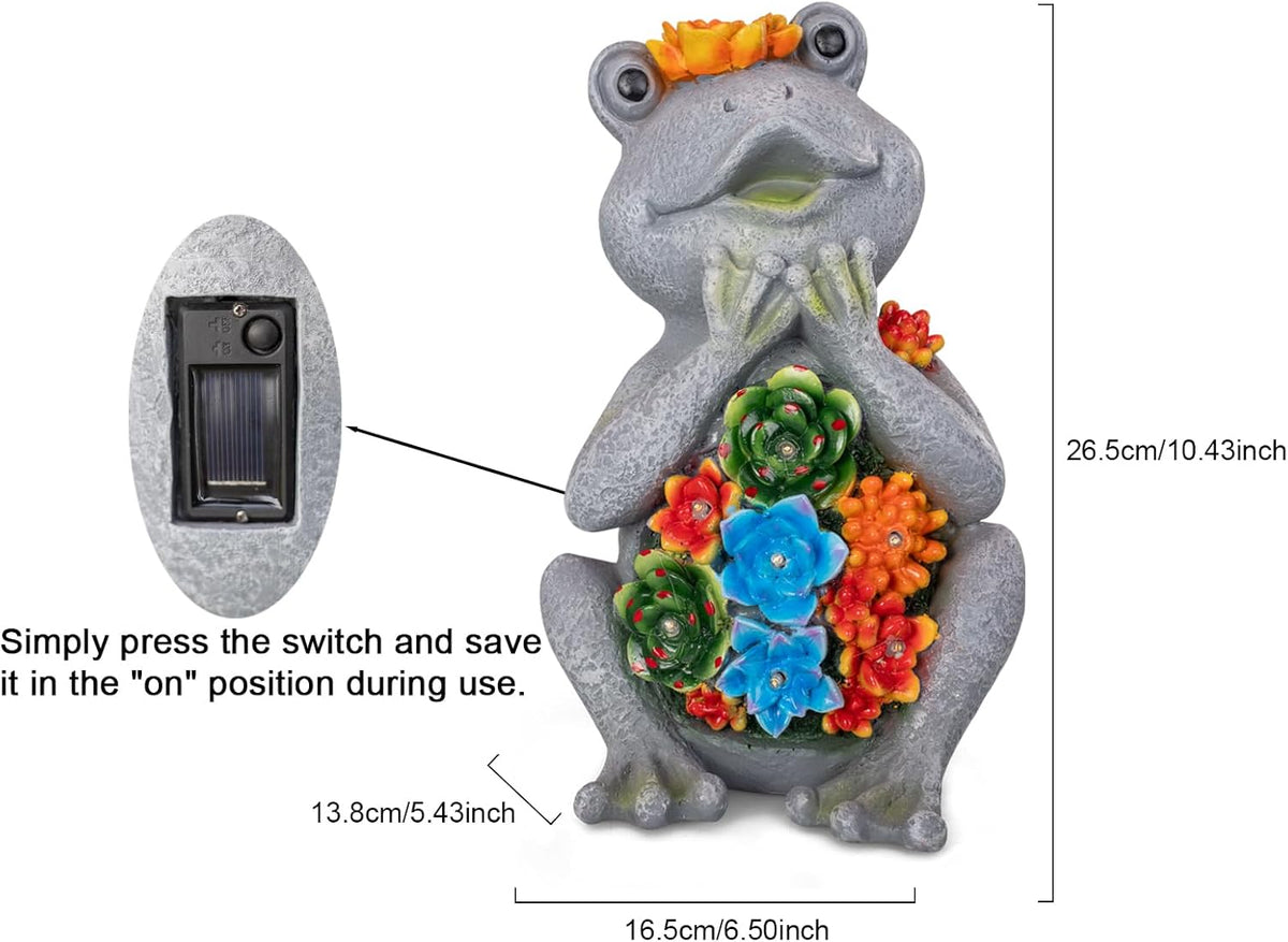 Frog Solar Figurine Light Statue Outdoor Gardening Gifts Decoration Garden Frogs Yard Decor Lamp