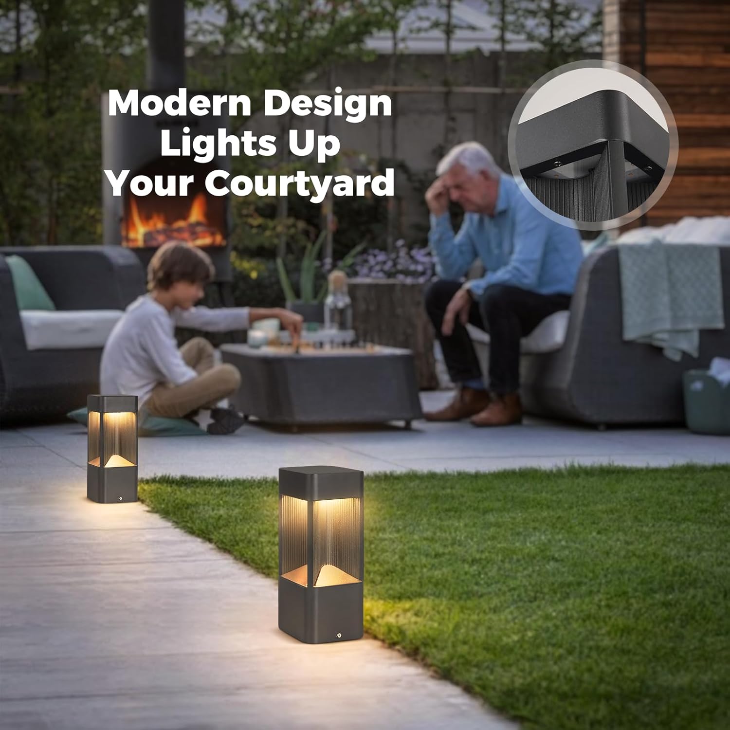 3000K Pathway Lights Black Landscape Path Light Outdoor Waterproof Garden Floor Lamp Modern Walkway