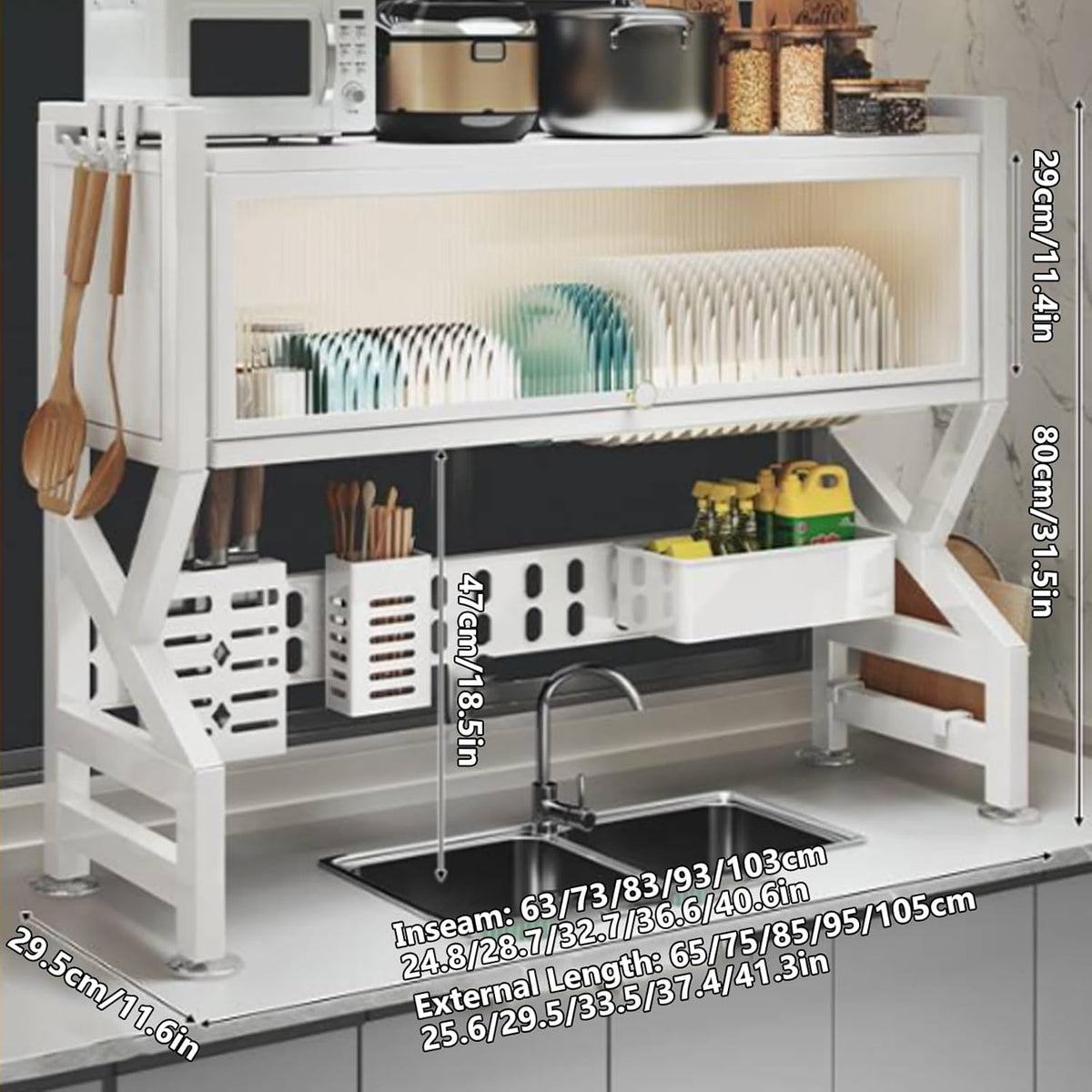 Kitchen sink rack dishwashing sink countertop dustproof cupboard storage multifunctional tableware