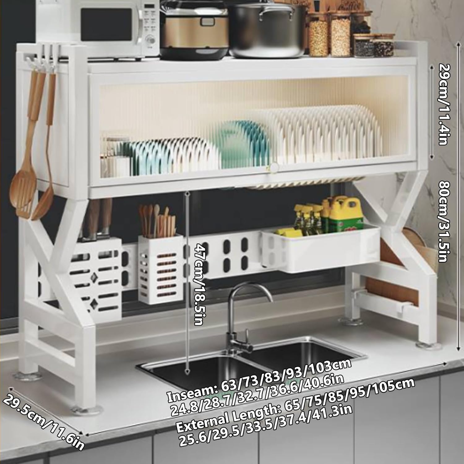 Kitchen sink rack dishwashing sink countertop dustproof cupboard storage multifunctional tableware
