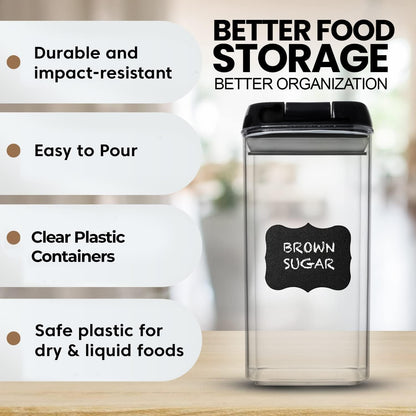 Shazo Airtight Food Storage Containers with Lids - 6 PC BPA Free Clear Plastic Cereal Containers
