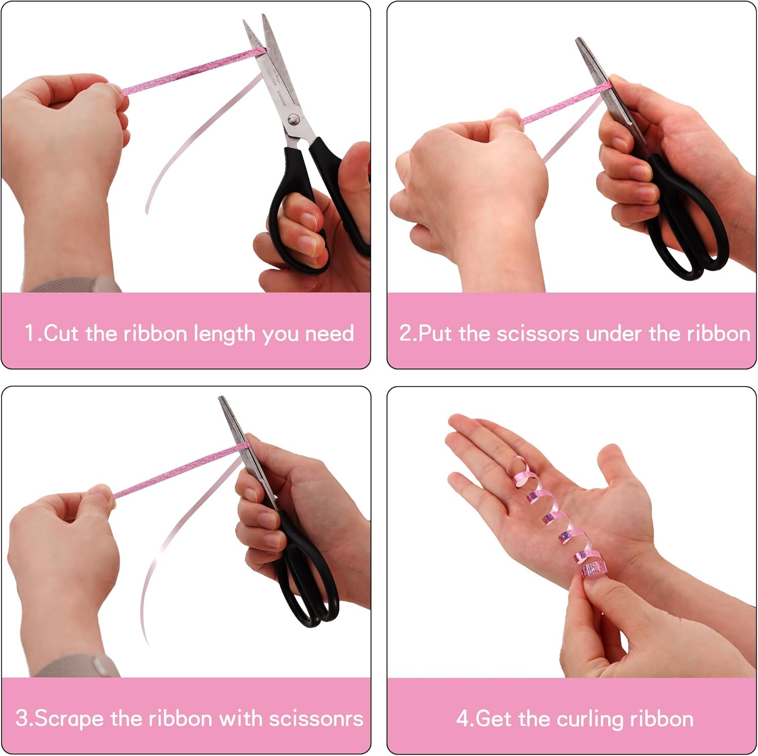 BEISHIDA 500 Yards Pink Ribbon Crimped Curling, Balloon String Shiny Metallic Roll for Gift