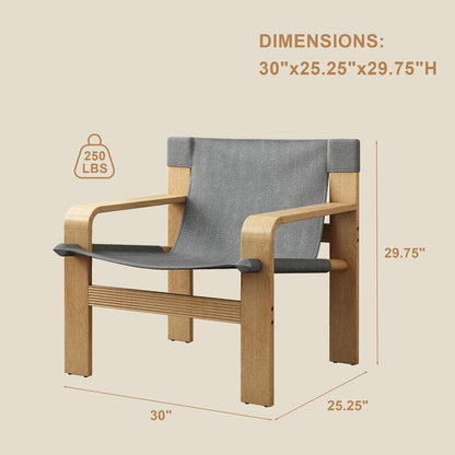 Mid-Century Accent Chair with Wide Armrest & Solid Wood Frame, Detachable and Washable Armchair